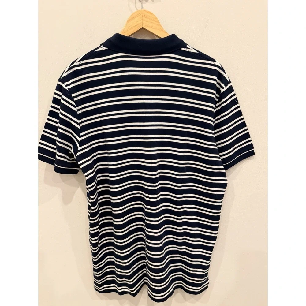 Polo Ralph Lauren Mens Striped Polo Shirt Navy White Red Logo‎ Size XL